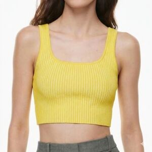 Aritzia Babaton Sculpt Knit Square Neck Cropped Tank Top Yellow Size XS